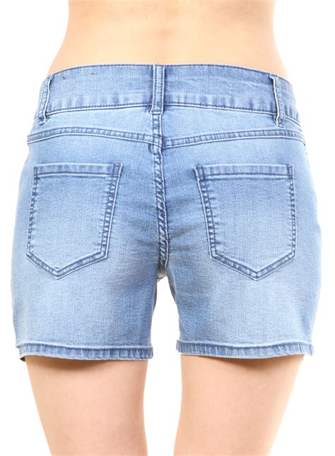 Stretchy High Waisted Denim Shorts with Pockets. WH-RN55356-DENIMBLUE