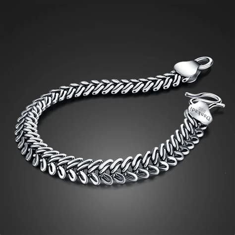 Solid design 925 Sterling silver bracelet Male Vintage Thai silver jewelry Men/Boy 10MM20CM pure ...