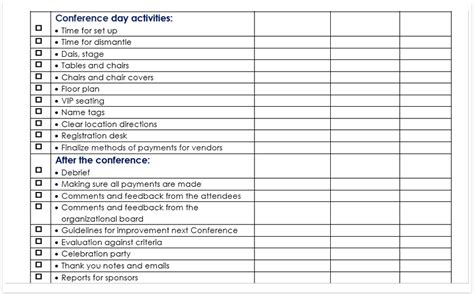 Conference Planning Checklist Template