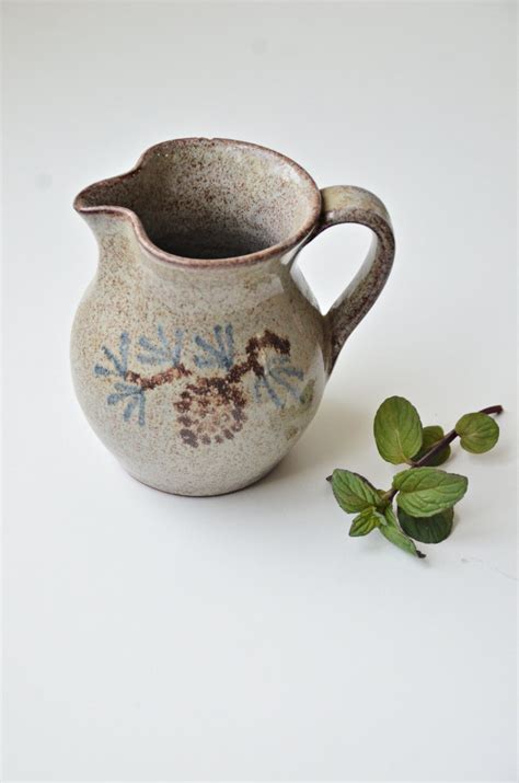 Clay Pottery Hand-turned & handpainted Pitcher / Flowers painting/ Home ...