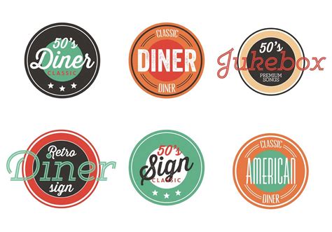 Vintage 50s Diner Label Collection 84611 Vector Art at Vecteezy