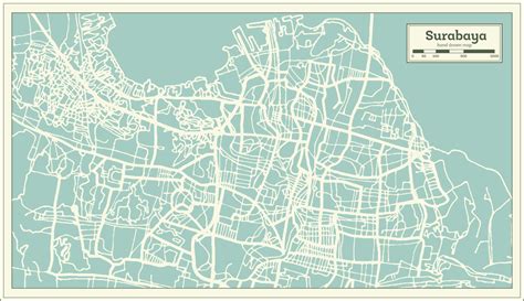 Surabaya Indonesia City Map in Retro Style. Outline Map. 17292826 ...