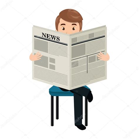 Man reading newspaper cartoon design. — Stock Vector © yupiramos #116560554