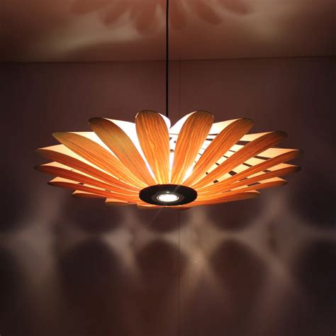 Pendant Lights Sunflower Oak/Cherry Bark Wooden Led Pendant Lamp Modern Decoration Luxury ...