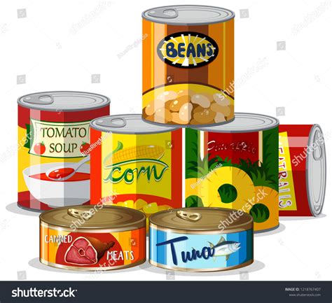 Set Canned Food Illustration Stock Vector (Royalty Free) 1218767407 | Shutterstock