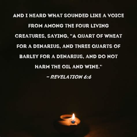 Revelation 6:6 And I heard what sounded like a voice from among the ...