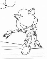 Metal Sonic Running Coloring Page sketch template