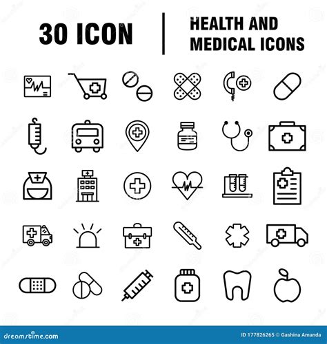 Medical Icons Medicine Hospital Kit Collection Set. Medical Vector Icons Set Stock Vector ...