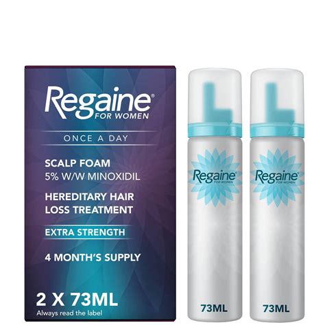 Regaine Women's Once A Day Hair Loss and Regrowth Scalp Foam Treatment with Minoxidil 2 x 73ml ...