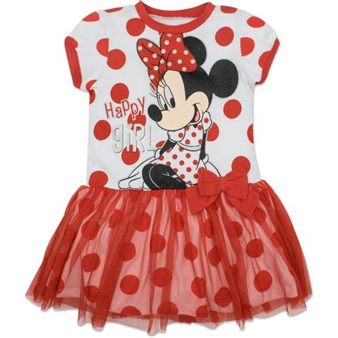 Minnie Mouse - Disney Toddler Girls' Minnie Mouse Tulle Dress, White with Red Polka Dots (3T ...