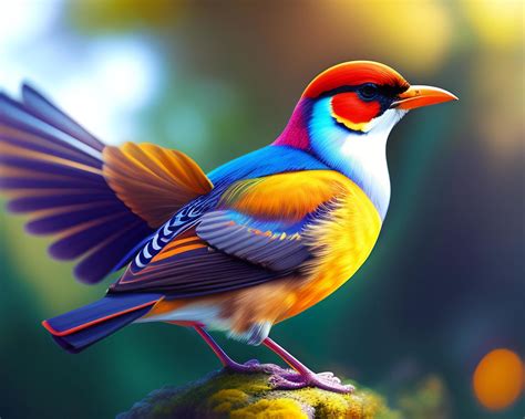 Colorful bird on a background of nature. 3d illustration. 22655849 Stock Photo at Vecteezy