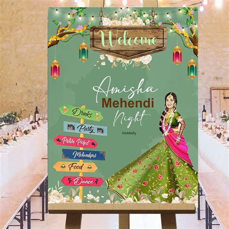 Customized Mehendi Welcome Board | Wedding Sign Board - Homafy