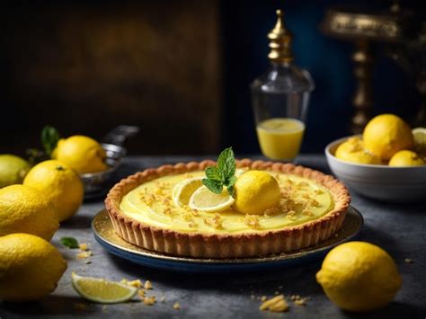 Premium Photo | Classic French Lemon Tart tart au citron crisp buttery crust with luscious lemon ...