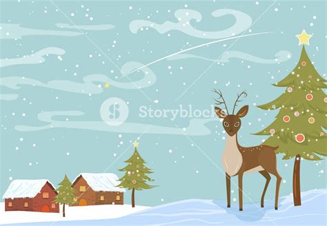 Vector Christmas Background With Reindeer Royalty-Free Stock Image - Storyblocks