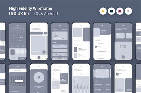 High Fidelity Wireframe UI UX Kit iOS Android App by panoplystore on ...