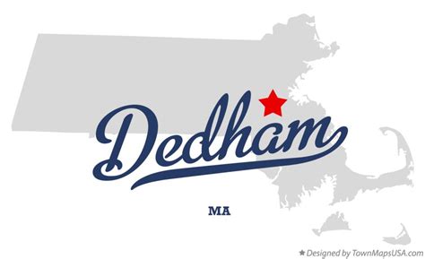 Map of Dedham, MA, Massachusetts