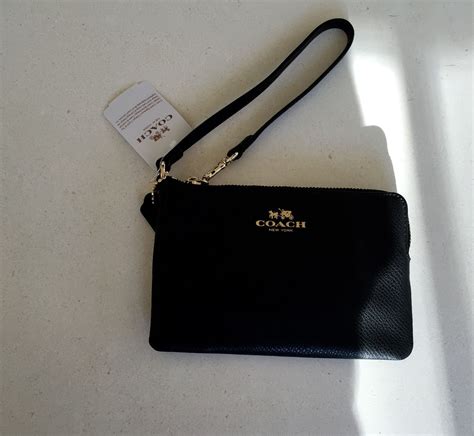 Coach Wristlet Crossgrain Leather Corner Zip Wallet BLACK | Zip wallet ...