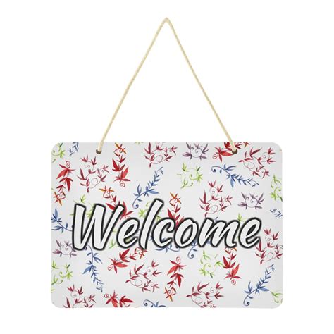 Welcome Door Sign Decoration Colorful Leaves 13.8" Rectangular Front ...