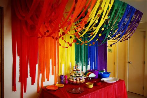 Rainbow Streamers | Prom | Rainbow party decorations, Streamer decorations y Rainbow decorations