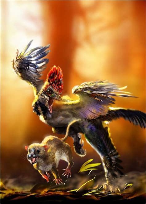 The Dragon's Tales: Stunning Picture of a Feathered Theropod Chasing a Rugosodon