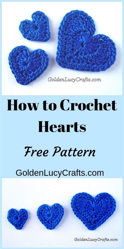 Crochet Heart Applique, Free Crochet Pattern - GoldenLucyCrafts