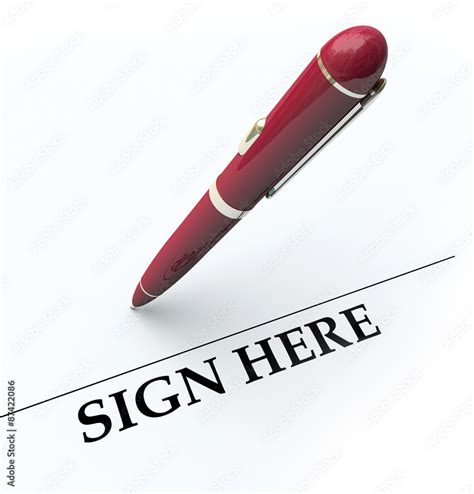 Pen Sign Here Signature Line Contract Agreement Stock Illustration ...