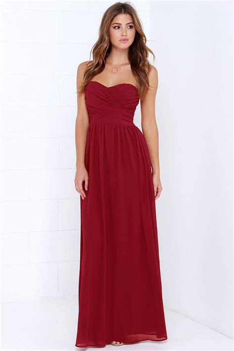 Lovely Wine Red Dress - Strapless Dress - Maxi Dress - $68.00 - Lulus