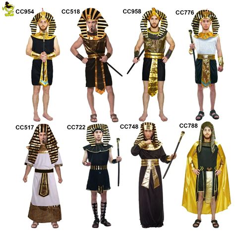 Adult men Glod Egyptian pharaoh costume for man Halloween Party costumes traditional Egypt ...