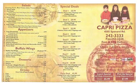 Menu at Capri Pizza pizzeria, Anchorage