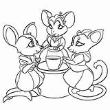 Enchanting Uictorian mouse coloring Pages The Tea Party Of Three  sketch template