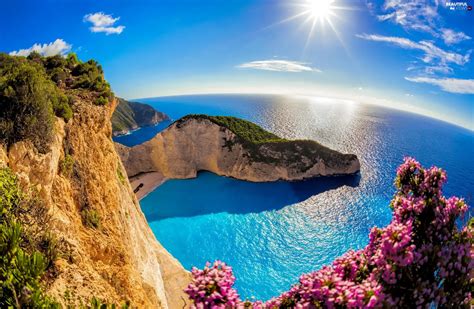 sea, sun, Zakynthos Island, Navagio Beach, Greece - Beautiful views wallpapers: 2356x1536