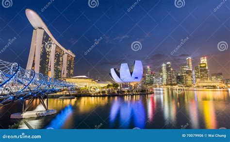 Panorama Night View of Marina Bay Area in Singapore Editorial Photo - Image of residence ...