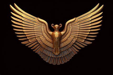 Premium AI Image | Ancient golden wings symbol isolated on dark background Illustration of an ...