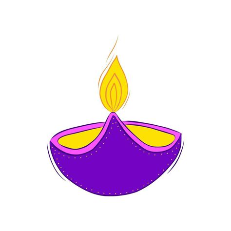 Color Burning Diya Candle Decorative Element for Diwali Festival in ...