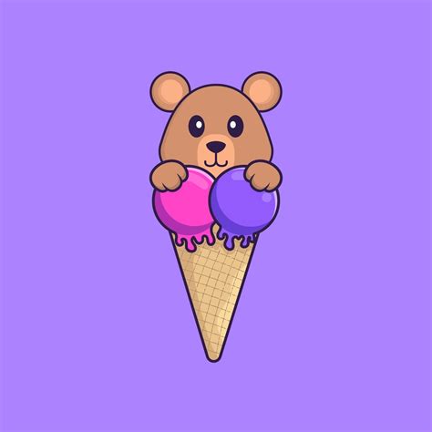 Cute rat with sweet ice cream. Animal cartoon concept isolated. Can ...