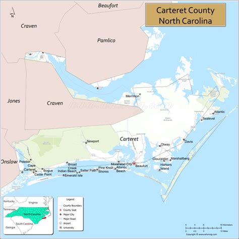 Map of Carteret County, North Carolina - Thong Thai Real