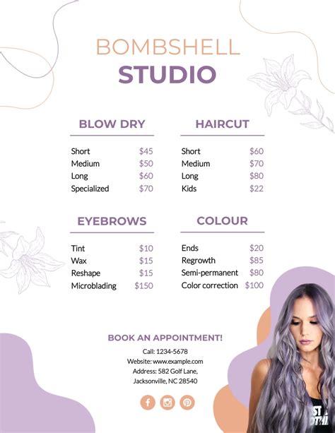 Salon Menu Template | Visme