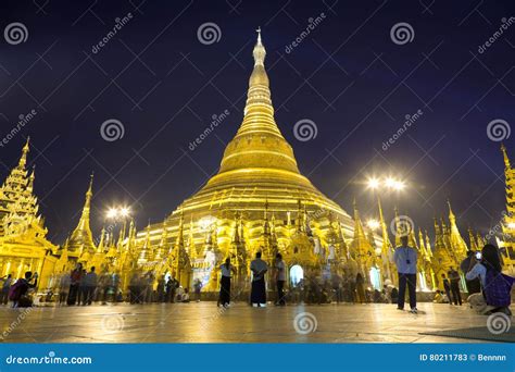 Shwedagon Pagoda at Night 2016 Editorial Stock Photo - Image of ...