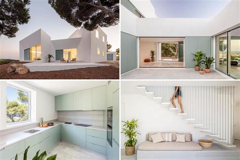 The Modern White Minimalist Exterior Of This Home Is Softened By The Pastel Design Elements ...