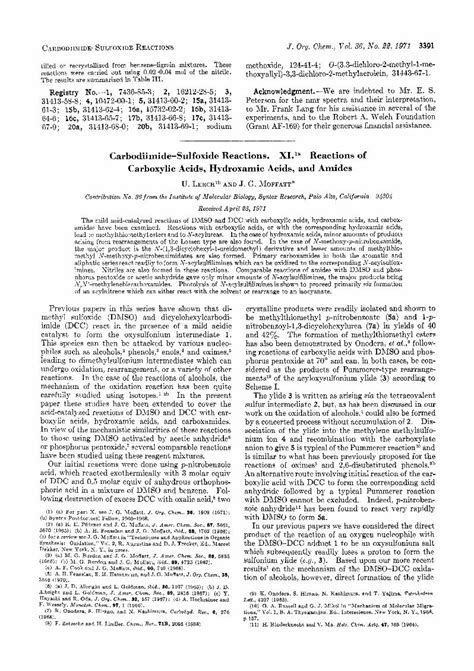 (PDF) Carbodiimide-sulfoxide reactions. XI. Reactions of carboxylic ...