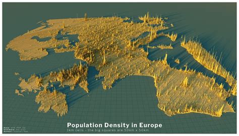 Europe Population Density in 3D - Vivid Maps