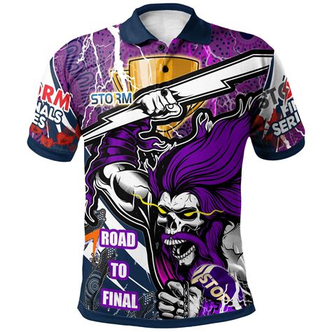 Storm Premierships Rugby Polo Shirt - Custom Road To Final Melbourne Storm Thunder Ghost ...