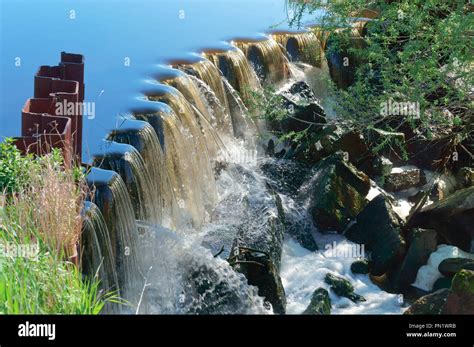 waterfall reservoir construction, changes in water channel Stock Photo - Alamy