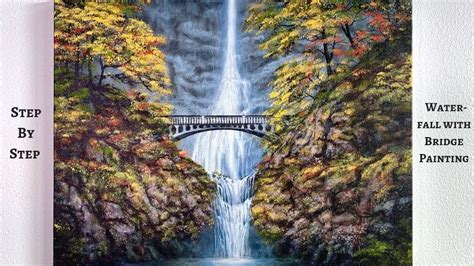 Waterfall with Bridge STEP BY STEP Acrylic Painting (ColorByFeliks ...