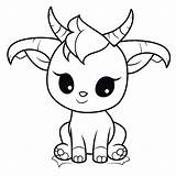 Cute Baby Goat With Big Horns Coloring Pages Outline Sketch Drawing  sketch template