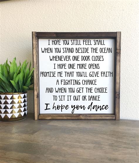 I hope you dance framed wood sign | Etsy