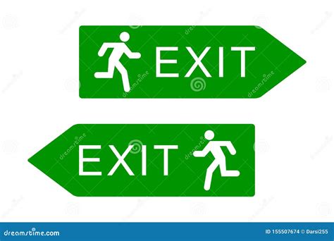 Exit Sign With Running Man Icon, Green Emergency Exit Door Sign, Isolated On White Background ...