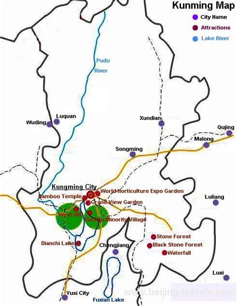 Kunming Map - Kunming Travel Map - Kunming City Map