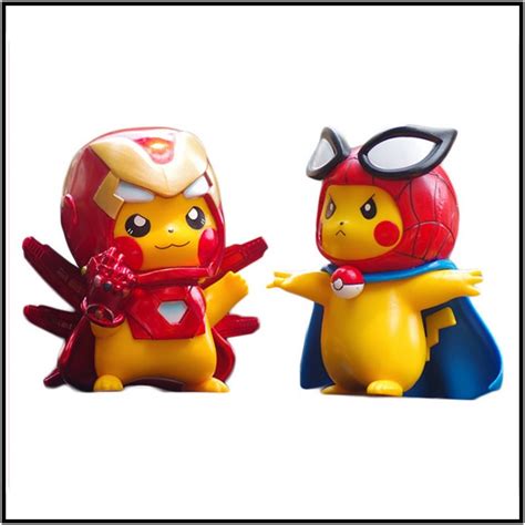 CI Pikachu Cos Spider-Man Iron Man Car Accessories Decoration Pokemon Automobile Ornament ...