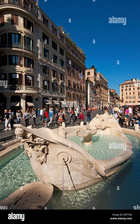 Fontana della Barcaccia, Barcaccia fountain, Piazza di Spagna, Rome ...